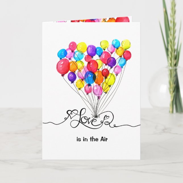 Valentines BALLOON LOVE is in the Air | Heart Holiday Card (Front)