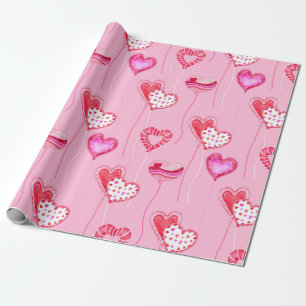 Valentines balloons wrapping paper