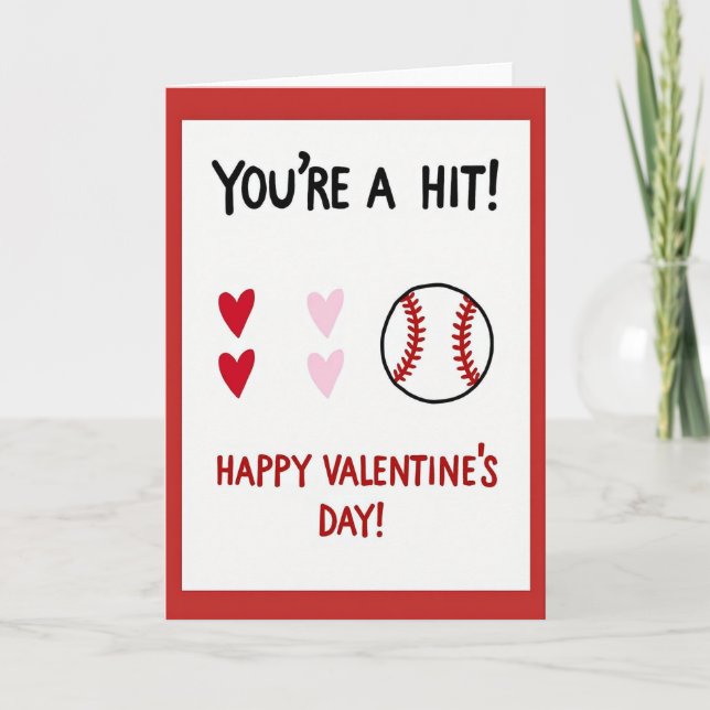 Valentines Baseball Hit Card (Front)