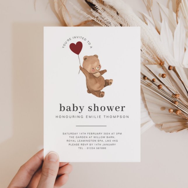 Valentines Bear Baby Shower Invitation (Creator Uploaded)