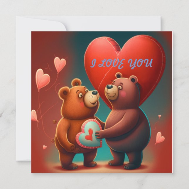 Valentine's bear cartoon    card (Front)