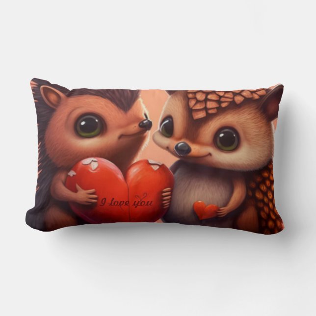 Valentine's bear cartoon custom  lumbar cushion (Front)