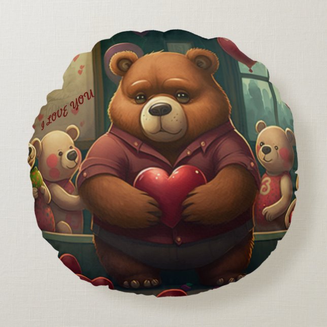 Valentine's bear cartoon custom   lumbar pillow (Front)