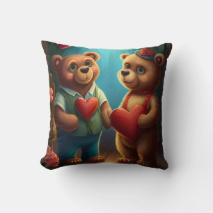Valentine's bear cartoon custom pillow