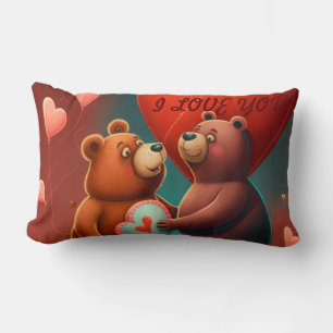 Valentine's bear cartoon custom throw pillow