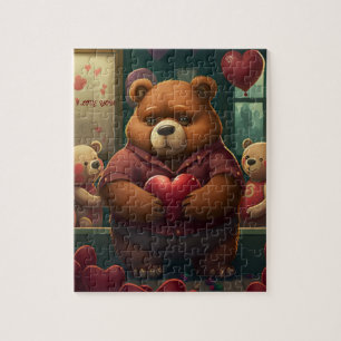 Valentine's bear cartoon jigsaw puzzle