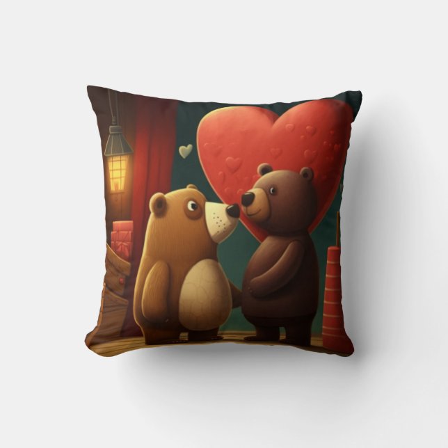Valentine's bear cartoon pillow (Front)