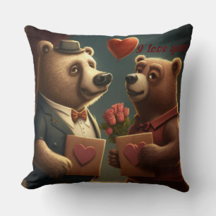 Valentine's bear cartoon pillow