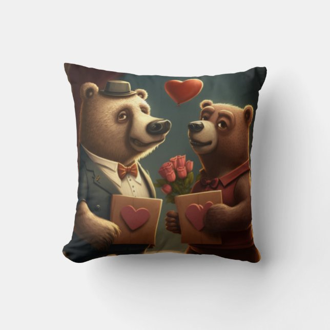 Valentine's bear cartoon pillow (Front)