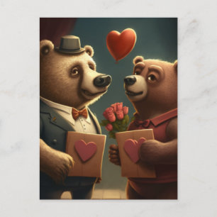 Valentine's bear cartoon postcard