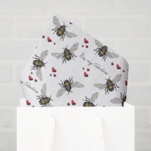 Valentines Bee Mine Bees Illustration Pattern Tissue Paper