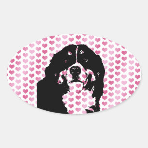 Valentines - Bernese Mountain Dog Silhouette Oval Sticker