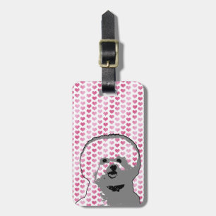 Valentines - Bichon Frise Silhouette Luggage Tag