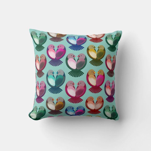 Valentine's birds in love cushion (Front)
