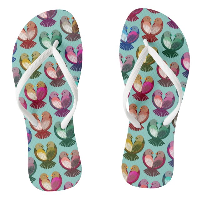 Valentine's birds in love jandals (Footbed)