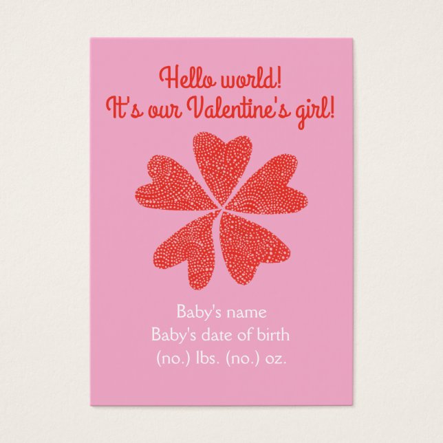 Valentine's birth announcement (Front)
