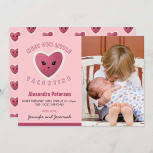 Valentines birth announcement cards sweet heart