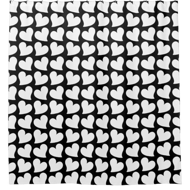 VALENTINES BLACK AND WHITE HEARTS VALENTINE   SHOWER CURTAIN (Front)