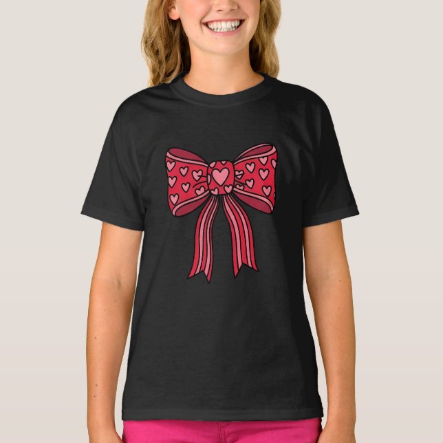 Valentines bow,  hearts bow  T-Shirt (Front)