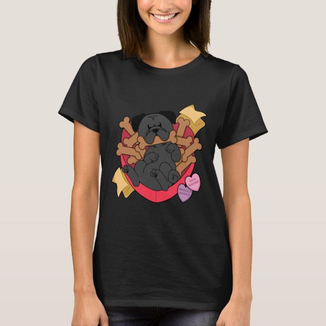 Valentines Box of Chocolates — Black Pug Classic T T-Shirt (Front)