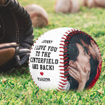 Valentine's Boyfriend Photo Baseball<br><div class="desc">Cute valentine baseball gift featuring the name of your boyfriend,  the saying "I love you to the centerfiled and back",  and your name. Plus 2 photos for you to customise with your own to make this an extra special valentines/birthday gift.</div>