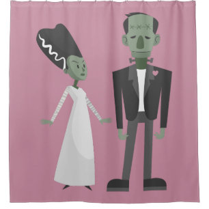 valentines bride frankenstein monster creepy spook shower curtain