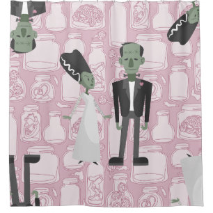 valentines bride frankenstein monster specimens shower curtain
