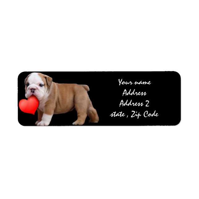 Valentines Bulldog puppy Address Labels (Front)