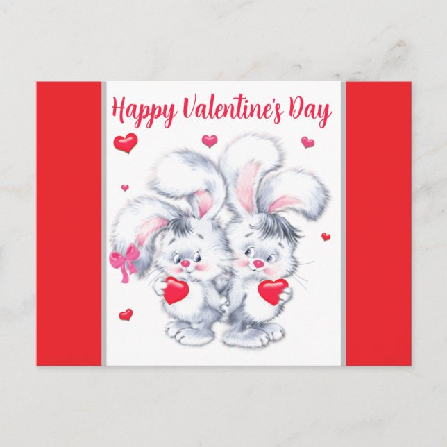 Valentines Bunnies Postcard (Front)