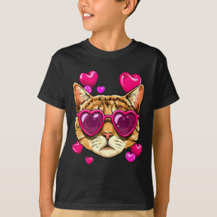 Valentines Ca Kitten Wearing Sungl Heart Cat Lover T-Shirt