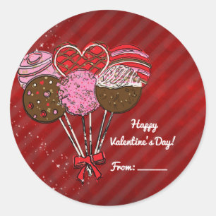 Valentine's Cake Pops Cute Custom Party Favour Classic Round Sticker