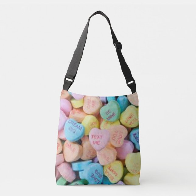 Valentine's candy conversation hearts crossbody bag (Front)