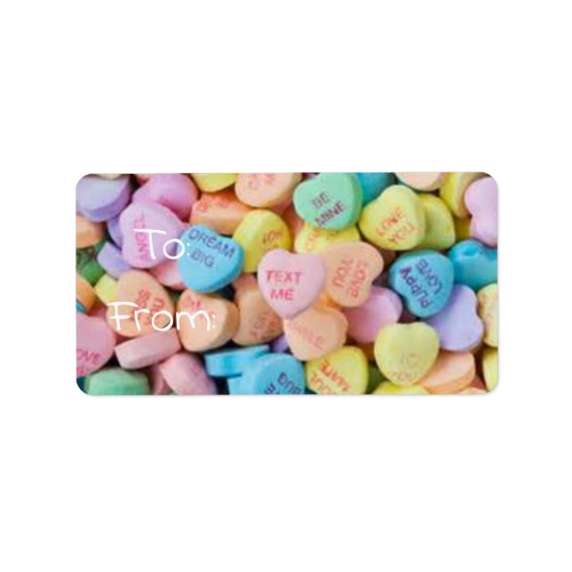 Valentine's candy conversation hearts label (Front)