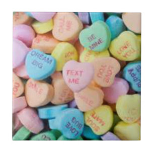 Valentine's candy conversation hearts tile