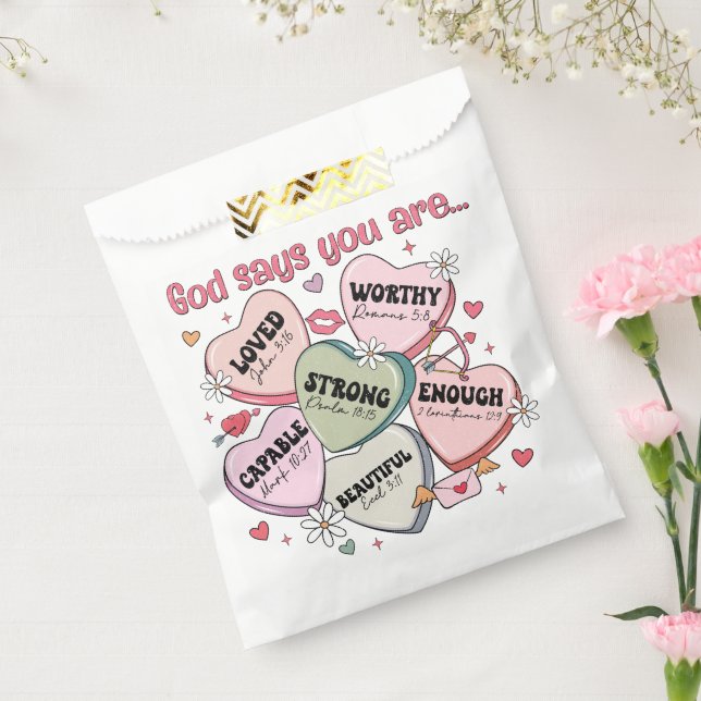  Valentine's Candy Hearts Christian  Favour Bags (Sealed)