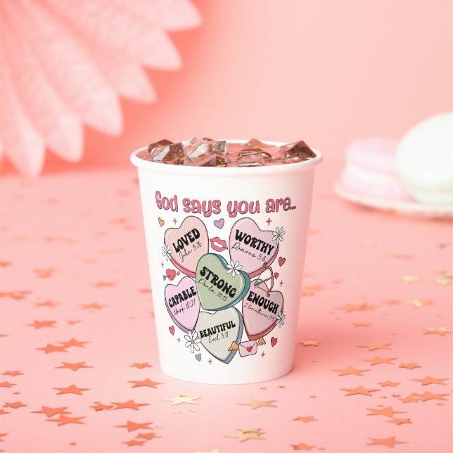  Valentine's Candy Hearts Christian  Paper Cups (Insitu)