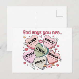  Valentine's Candy Hearts Christian  Postcard