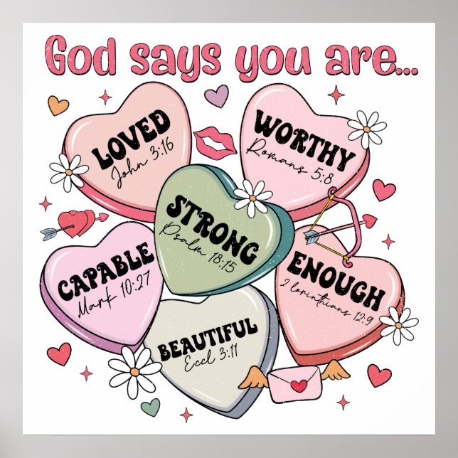  Valentine's Candy Hearts Christian  Poster (Front)