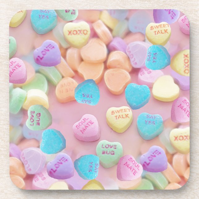 valentines candy hearts coaster (Front)