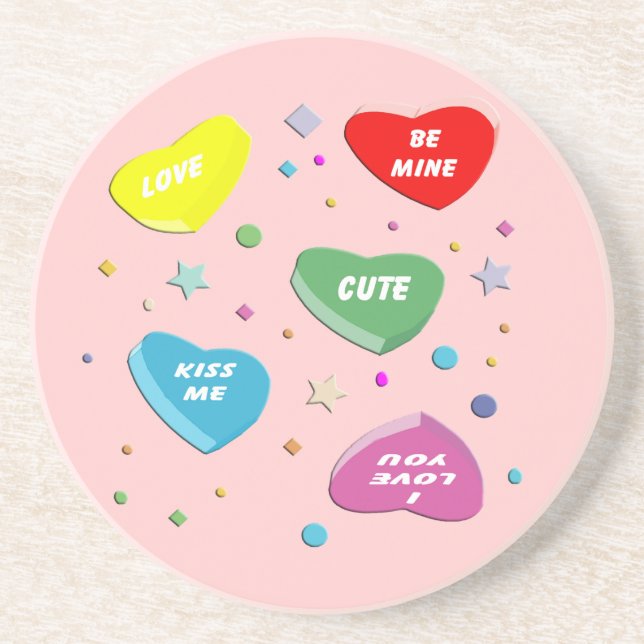 Valentine's Candy Hearts Coaster (Front)