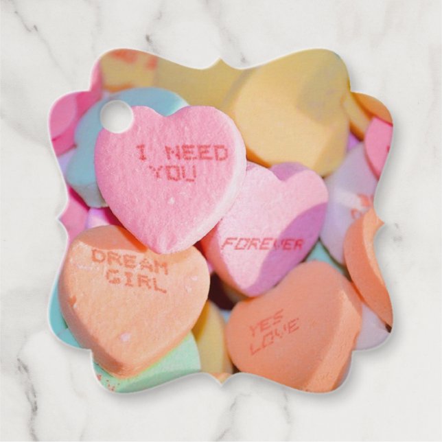 VALENTINE'S CANDY HEARTS  FAVOUR TAGS (Front)