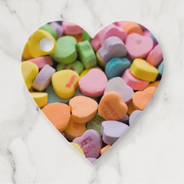 VALENTINE'S CANDY HEARTS  FAVOUR TAGS (Front)