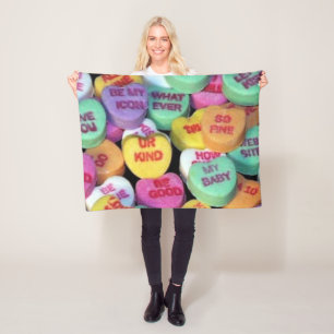 Valentine's candy hearts fleece blanket