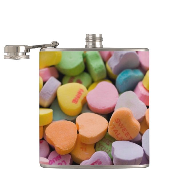 VALENTINE'S CANDY HEARTS  HIP FLASK (Opened)