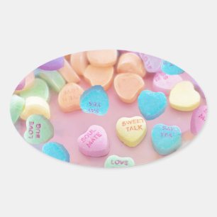 valentines candy hearts oval sticker