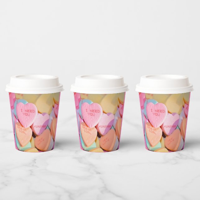 VALENTINE'S CANDY HEARTS  PAPER CUPS (Multi)
