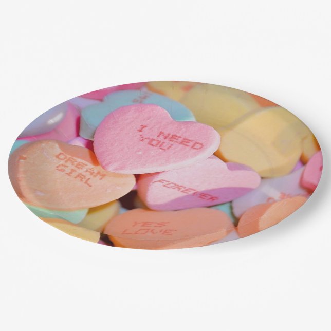 VALENTINE'S CANDY HEARTS  PAPER PLATE (Angled)