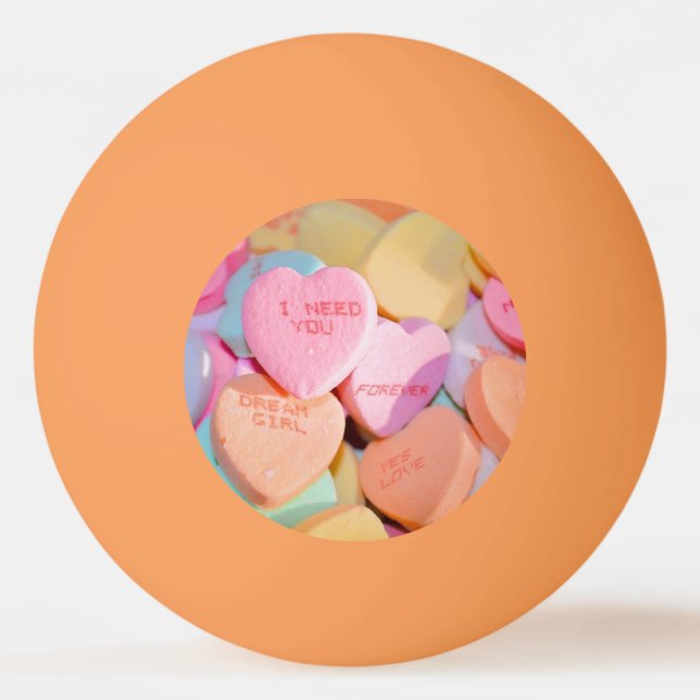 VALENTINE'S CANDY HEARTS  PING PONG BALL (Front)