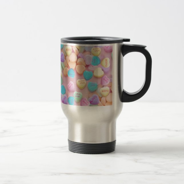 valentines candy hearts travel mug (Right)