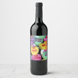 Valentine's candy hearts wine label